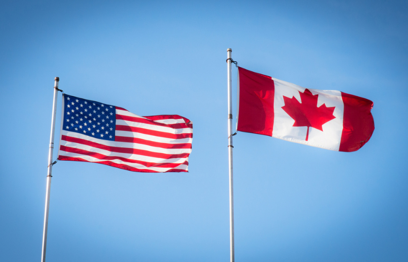 Canada US flags